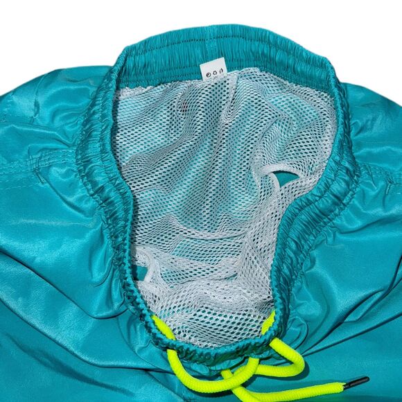 Small Teal Swim Trunks Board Shorts‎ Mesh Liner Pockets Neon Drawstring - Picture 5 of 5